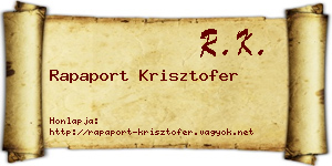 Rapaport Krisztofer névjegykártya